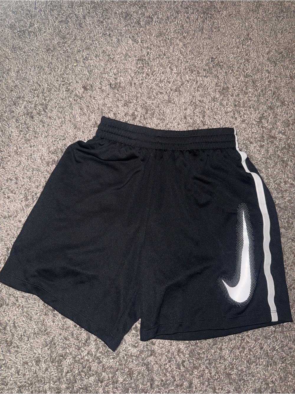 Nike Black Shorts with White Swoosh and Side Stripe
